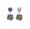 LSU Tigers PURPLE & CLEAR Swarovski Crystal Stud Rhinestone Earrings