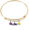 LSU Tigers Style 2 NCAA Gold Expandable Wire Bangle Charm Bracelet