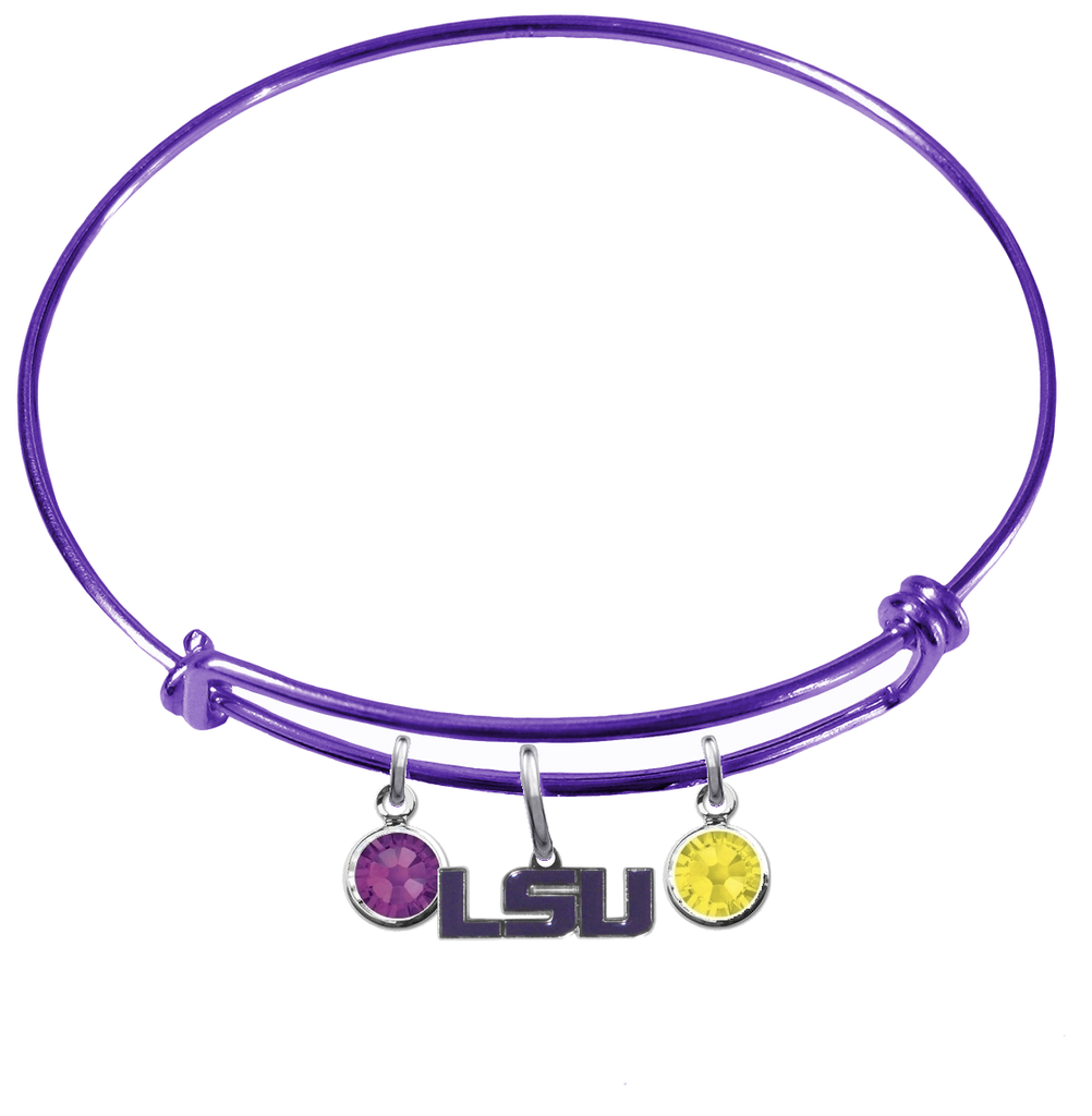 LSU Tigers Style 2 NCAA Purple Expandable Wire Bangle Charm Bracelet
