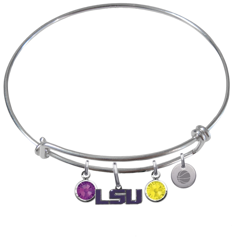 LSU Tigers Style 2 Basketball Expandable Wire Bangle Charm Bracelet