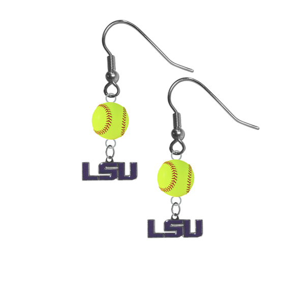 LSU Tigers Style 2 NCAA Fastpitch Softball Dangle Earrings