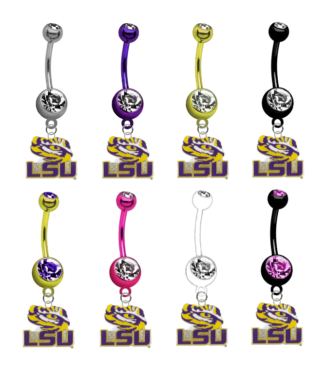 LSU Tigers Style 3 NCAA College Belly Button Navel Ring - Pick Your Color