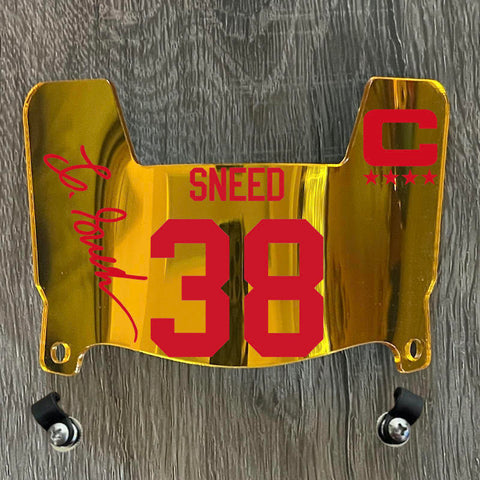 Kansas City Chiefs L'Jarious Sneed Mini Football Helmet Visor Shield Gold Chrome Mirror w/ Clips - PICK COLOR