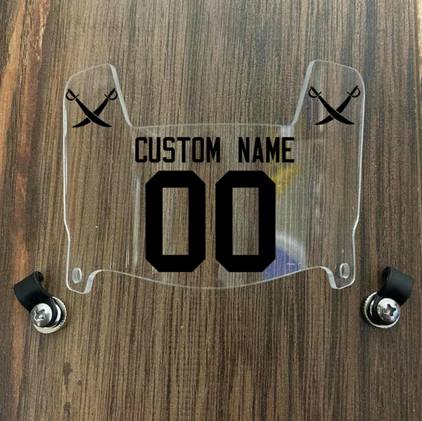 Las Vegas Raiders Custom Name & Number Mini Football Helmet Visor Shield Clear w/ Clips - BLACK