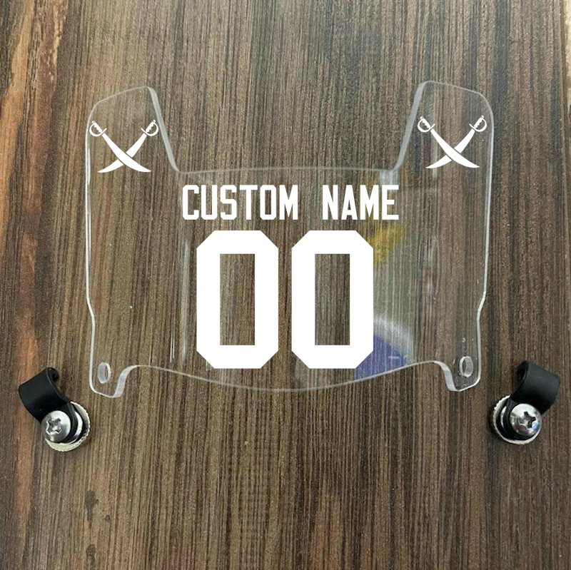 Las Vegas Raiders Custom Name & Number Mini Football Helmet Visor Shield Clear w/ Clips - WHITE
