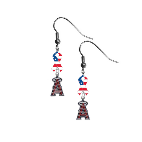 Los Angeles Angels MLB USA American Flag Ribbon Dangle Earrings