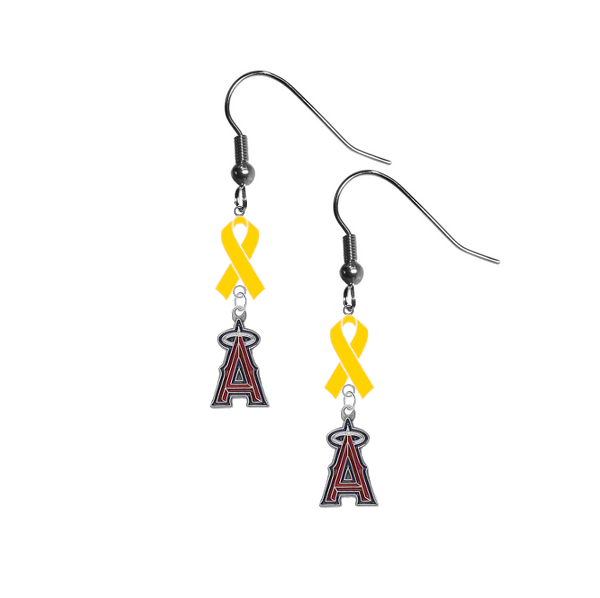 Los Angeles Angels MLB Childhood Cancer Awareness Yellow Ribbon Dangle Earrings