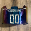 Los Angeles Chargers Custom Name & Number Full Size Football Helmet Visor Shield Blue Iridium Mirror w/ Clips - Money Print