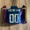 Los Angeles Chargers Custom Name & Number Full Size Football Helmet Visor Shield Blue Iridium Mirror w/ Clips - Money Print