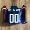 Los Angeles Chargers Custom Name & Number Full Size Football Helmet Visor Shield Blue Iridium Mirror w/ Clips - White