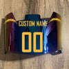 Los Angeles Chargers Custom Name & Number Full Size Football Helmet Visor Shield Blue Iridium Mirror w/ Clips - Yellow