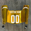 Los Angeles Chargers Custom Name & Number Mini Football Helmet Visor Shield Gold Chrome Mirror w/ Clips - White