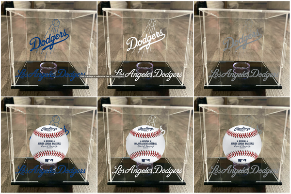 Los Angeles Dodgers Single Acrylic UV Baseball Display Case Cube w/ Ball Holder