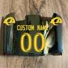 Los Angeles Rams Custom Name & Number Full Size Football Helmet Visor Shield Gold Iridium Mirror w/ Clips - Yellow