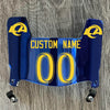 Los Angeles Rams Custom Name & Number Mini Football Helmet Visor Shield Blue Chrome Mirror w/ Clips - PICK LOGO COLORLos Angeles Rams Custom Name & Number Mini Football Helmet Visor Shield Blue Chrome Mirror w/ Clips - Yellow