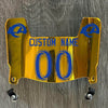 Los Angeles Rams Custom Name & Number Mini Football Helmet Visor Shield Gold Chrome Mirror w/ Clips - Blue