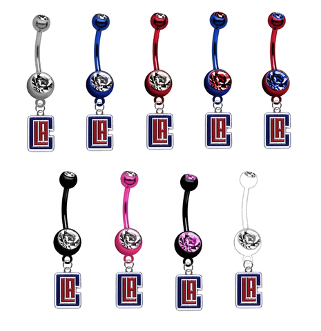 Los Angeles Clippers Style 2 NBA Basketball Belly Button Navel Ring - Pick Your Color