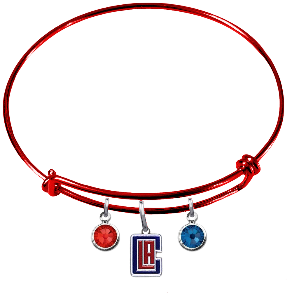 Los Angeles Clippers Style 2 RED Color Edition Expandable Wire Bangle Charm Bracelet