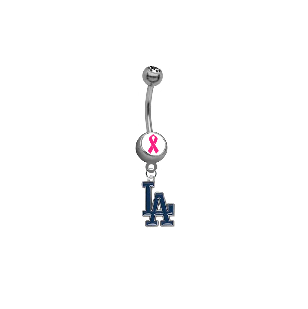 Los Angeles Dodgers Breast Cancer Awareness Belly Button Navel Ring