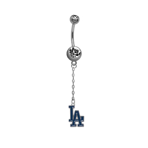Los Angeles Dodgers Dangle Chain Belly Button Navel Ring