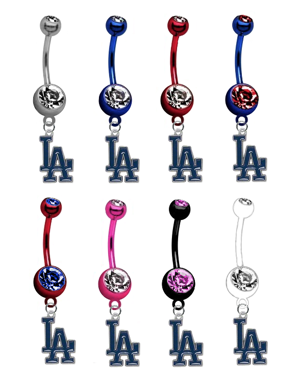 Los Angeles Dodgers MLB Baseball Belly Button Navel Ring - Pick Your Color
