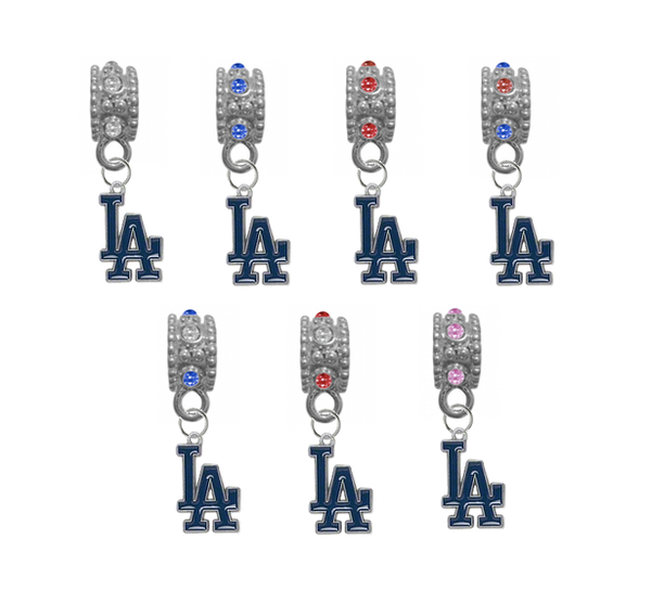 Los Angeles Dodgers MLB Baseball Crystal Rhinestone European Bracelet Charm