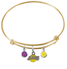 Los Angeles Lakers GOLD Color Edition Expandable Wire Bangle Charm Bracelet
