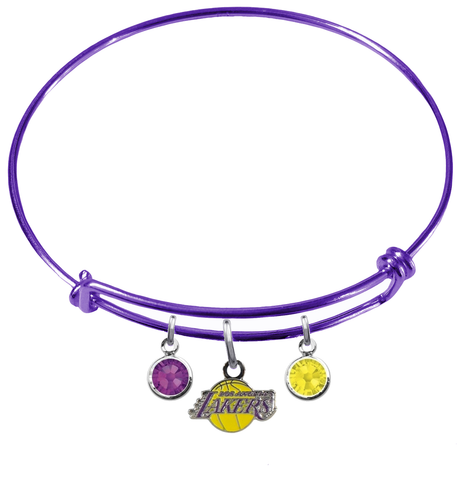 Los Angeles Lakers PURPLE Color Edition Expandable Wire Bangle Charm Bracelet
