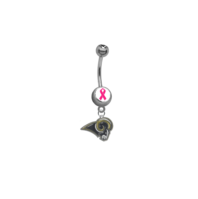 Los Angeles Rams Chiefs Breast Cancer Awareness NFL Football Belly Button Navel Ring
