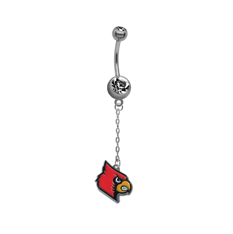 Louisville Cardinals Dangle Chain Belly Button Navel Ring