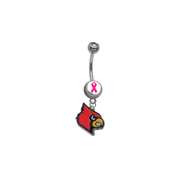 Louisville Cardinals Breast Cancer Awareness Belly Button Navel Ring
