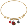 Louisville Cardinals NCAA Gold Expandable Wire Bangle Charm Bracelet