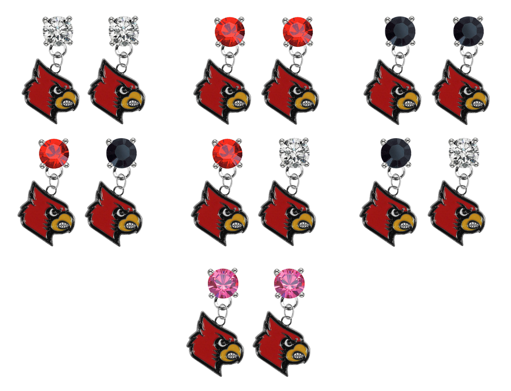 Louisville Cardinals NCAA Swarovski Crystal Stud Rhinestone Earrings