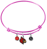 Louisville Cardinals NCAA Pink Expandable Wire Bangle Charm Bracelet