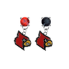 Louisville Cardinals RED & BLACK Swarovski Crystal Stud Rhinestone Earrings