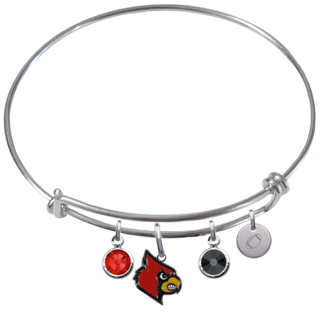 Louisville Cardinals Football Expandable Wire Bangle Charm Bracelet