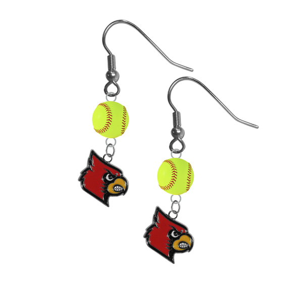 Louisville Cardinals NCAA Fastpitch Softball Dangle Earrings