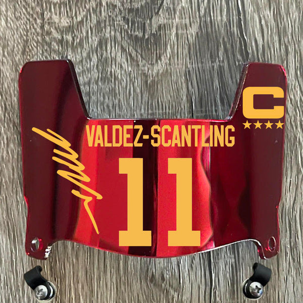 Kansas City Chiefs Marquez Valdes-Scantling Mini Football Helmet Visor Shield Red Chrome Mirror w/ Clips - PICK COLOR