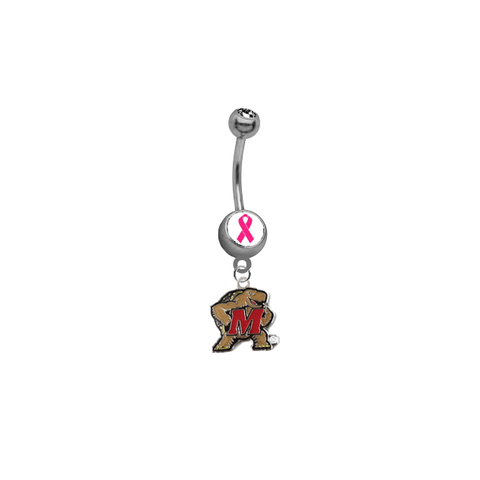 Maryland Terrapins Breast Cancer Awareness Belly Button Navel Ring