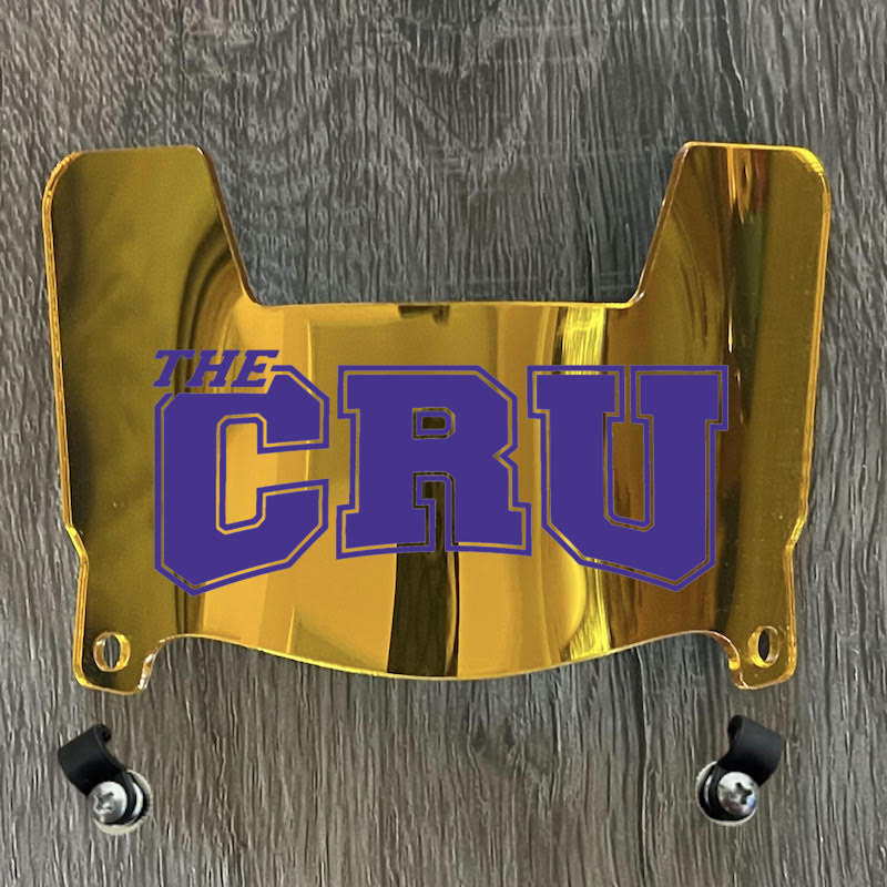 Mary Hardin-Baylor Crusaders Mini Football Helmet Visor Shield Gold Chrome Mirror w/ Clips