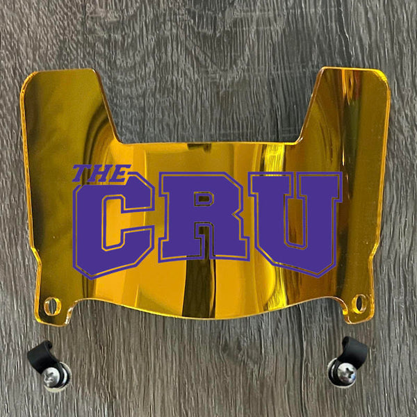 Mary Hardin-Baylor Crusaders Mini Football Helmet Visor Shield Gold Chrome Mirror w/ Clips