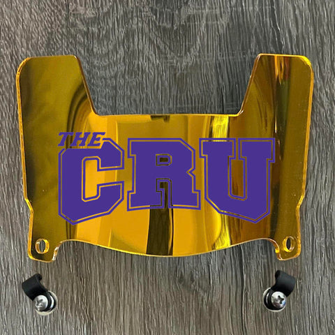 Mary Hardin-Baylor Crusaders Mini Football Helmet Visor Shield Gold Chrome Mirror w/ Clips