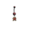 Maryland Terrapins BLACK w/ RED GEM College Belly Button Navel Ring