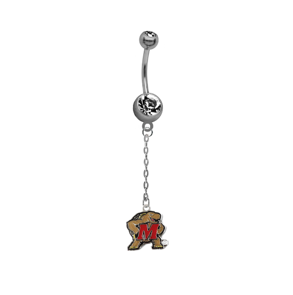 Maryland Terrapins Dangle Chain Belly Button Navel Ring
