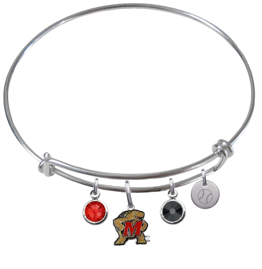 Maryland Terrapins Softball Expandable Wire Bangle Charm Bracelet