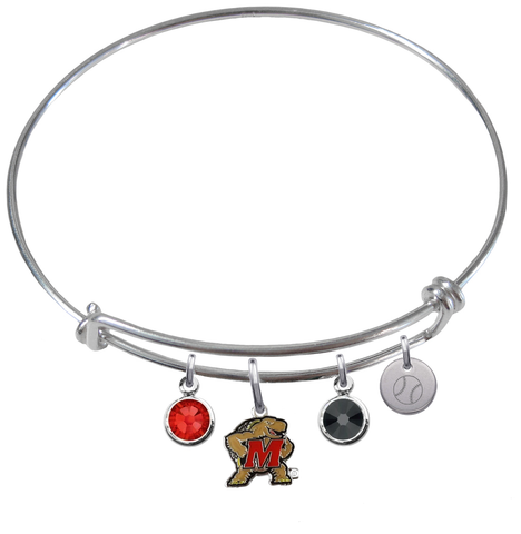 Maryland Terrapins Baseball Expandable Wire Bangle Charm Bracelet