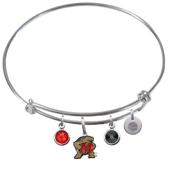 Maryland Terrapins Basketball Expandable Wire Bangle Charm Bracelet