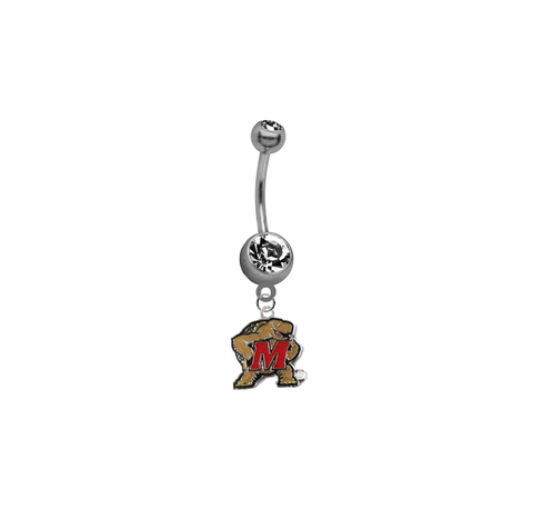 Maryland Terrapins SILVER College Belly Button Navel Ring