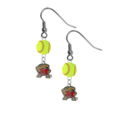 Maryland Terrapins NCAA Fastpitch Softball Dangle Earrings