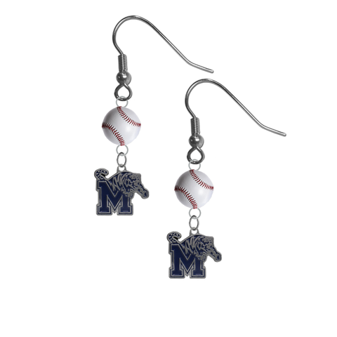 Memphis Tigers NCAA Baseball Dangle Earrings